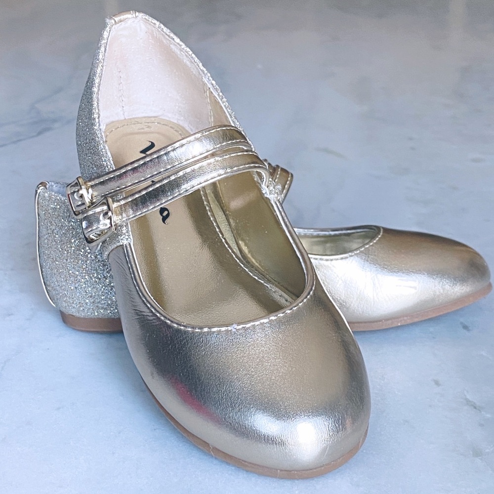 Nina ballet flats gold metallic sparkle size 9